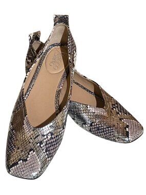 Franco Sarto Snake Print Flats Size 8 Square Toe